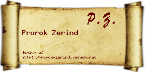 Prorok Zerind névjegykártya